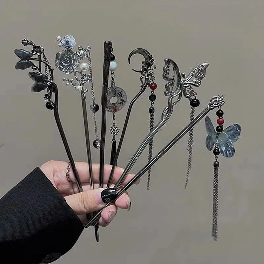 Ancient Chinese Style Elegant Butterfly Tassel Hair Stick for Women Girls Classical Hairpin Chinese Hair Accessories Jewelry