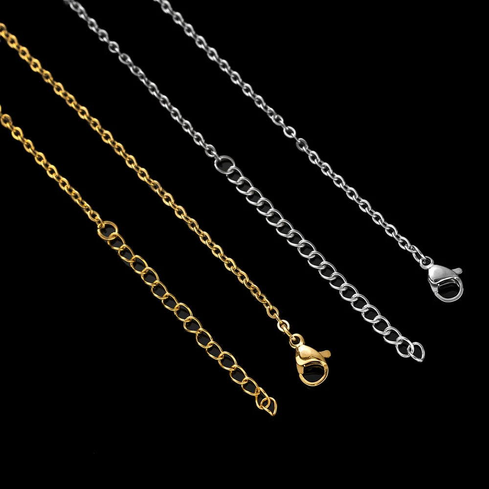 10pcs 45+5cm Gold Stainless Steel Link Cable Chain Necklace with Lobster Clasps for Men & Women Fashion Jewelry Gifts Making
