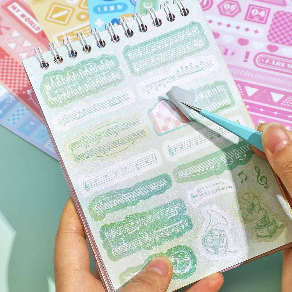 30 Sheets Cute Colorful Fantasy Paper Scrapbooking Stickers Book 30 Different Patterns DIY Decorative Aesthetic Journal Stick