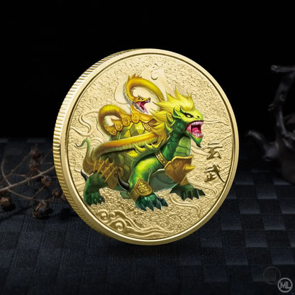 Chinese Mythical Beasts Coins Collectibles Dragon Coin Tiger Suzaku Zodiac Tai Chi Commemorative Medal Luck