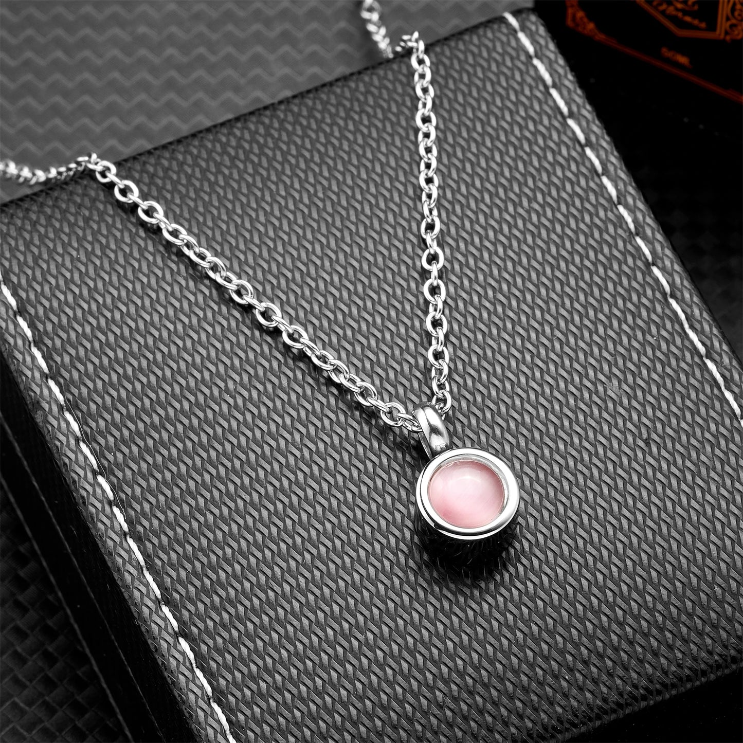 Stainless Steel Birthstone Pendant Necklace - Cremation Ashes Jewelry with Colorful Gemstones, Keepsake Memorial for Human As