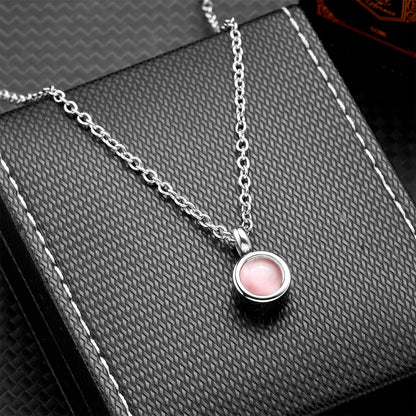 Stainless Steel Birthstone Pendant Necklace - Cremation Ashes Jewelry with Colorful Gemstones, Keepsake Memorial for Human As