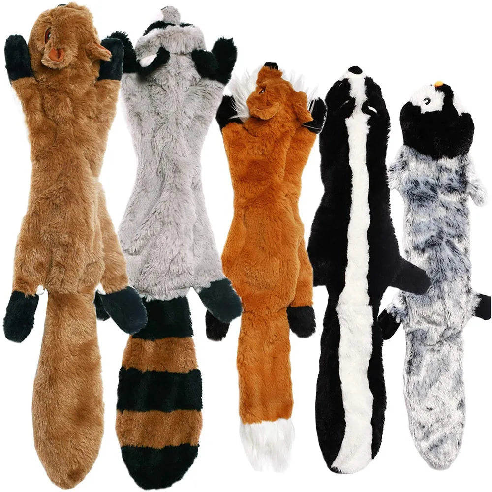 Funny Simulated Animal No Stuffing Dog Toy with Squeakers Durable Stuffingless Plush Squeaky Dog Chew Toy Crinkle Pet Squeak 