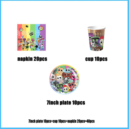 Dandys World Theme Birthday Party Decoration Disposable Tableware Dandy Balloon Napkin Backdrop For Baby Shower Kid Gift Supp