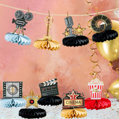 Movie Night Table Runner Red Movie Theme with Gold Star Design Movie Night Red Carpet Decoration for Movie Night Party Decor