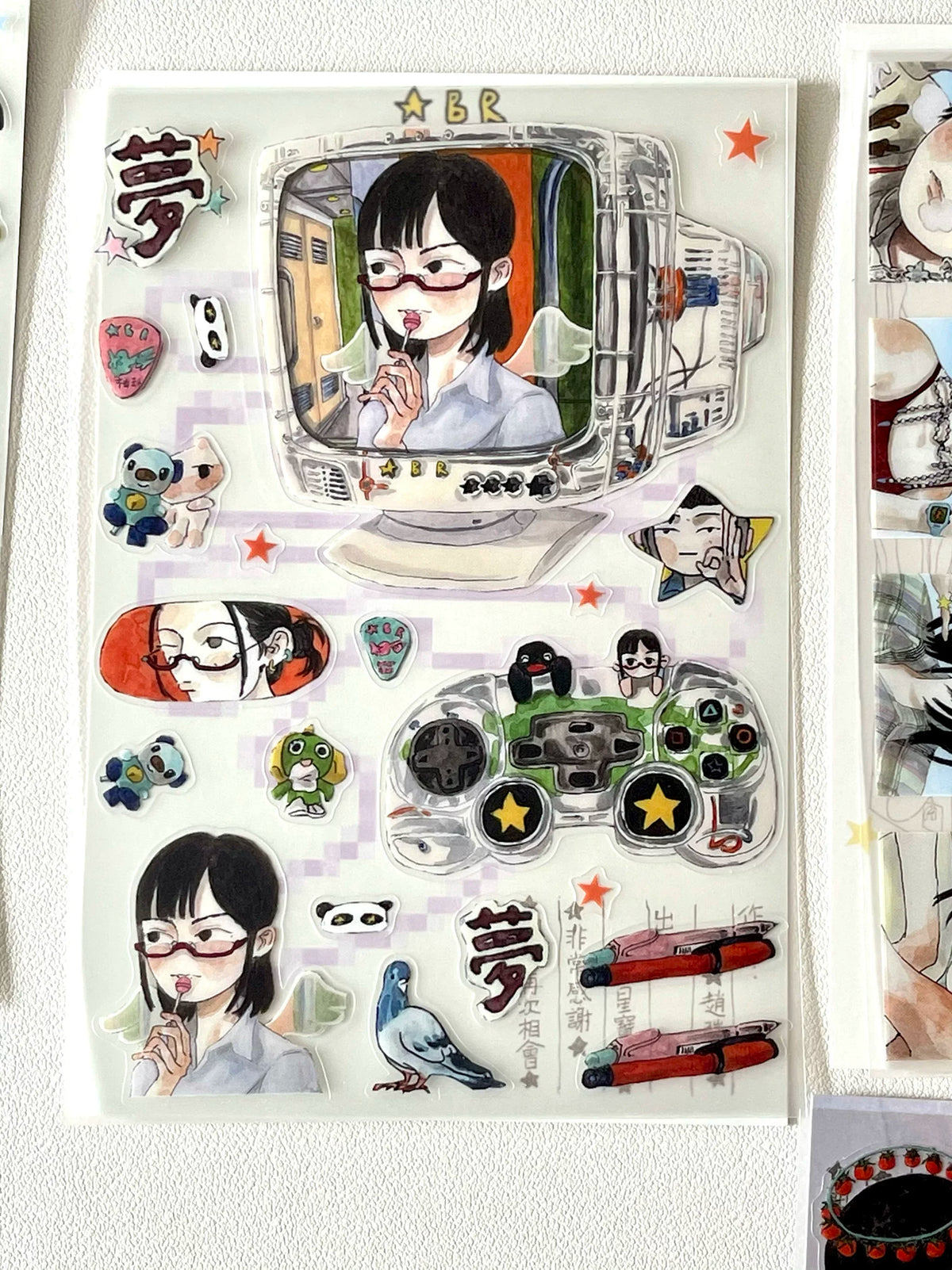 Exquisite Hand-Drawn Dreamcore Stickers Retro Comic Character Design, Rare Craft Materials for Scrapbooking & DIY Art - 9