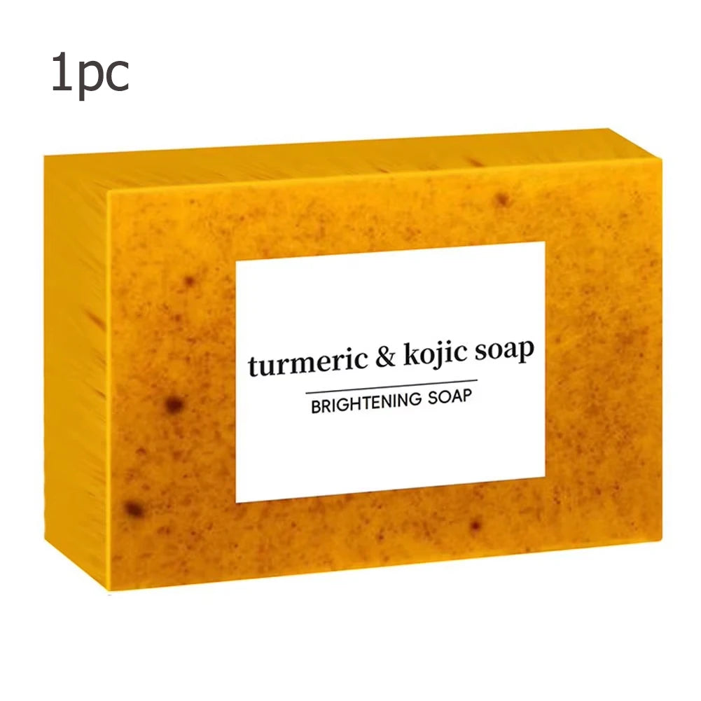100g Turmeric Hand Made Soap, Lemon Kojic Acid Soap, Shower and Facial Soap Deep Cleaning For Face Body Skin Care - 1pc