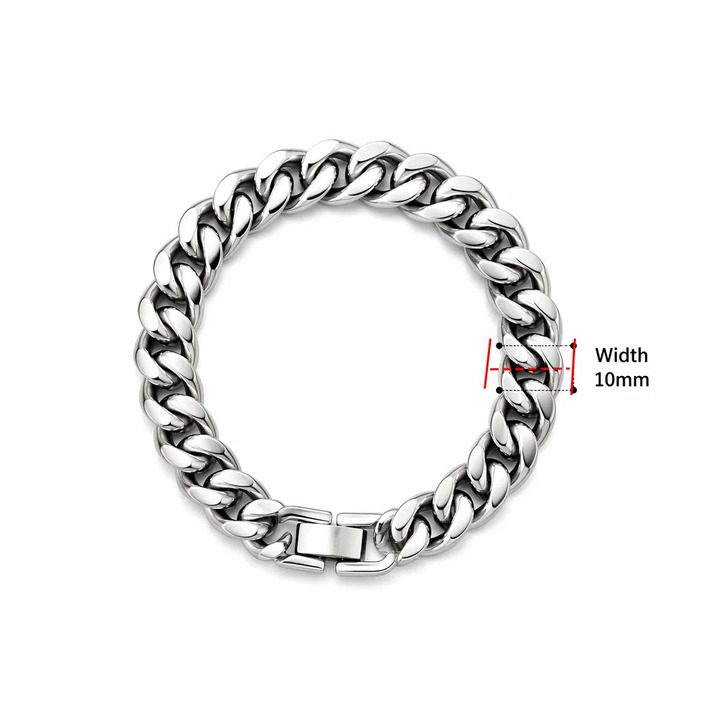New Trendy Cuban Chain Men Bracelet Classic Stainless Steel 3/5/7/9mm Width Chain Bracelet For Men Women Jewelry Gift - 10mm