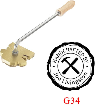 Custom Branding Iron Stamp DIY LOGO Heating Brass Embosser Seals with Handle for Wood Leather Cake Hamburger Wedding Party Cr