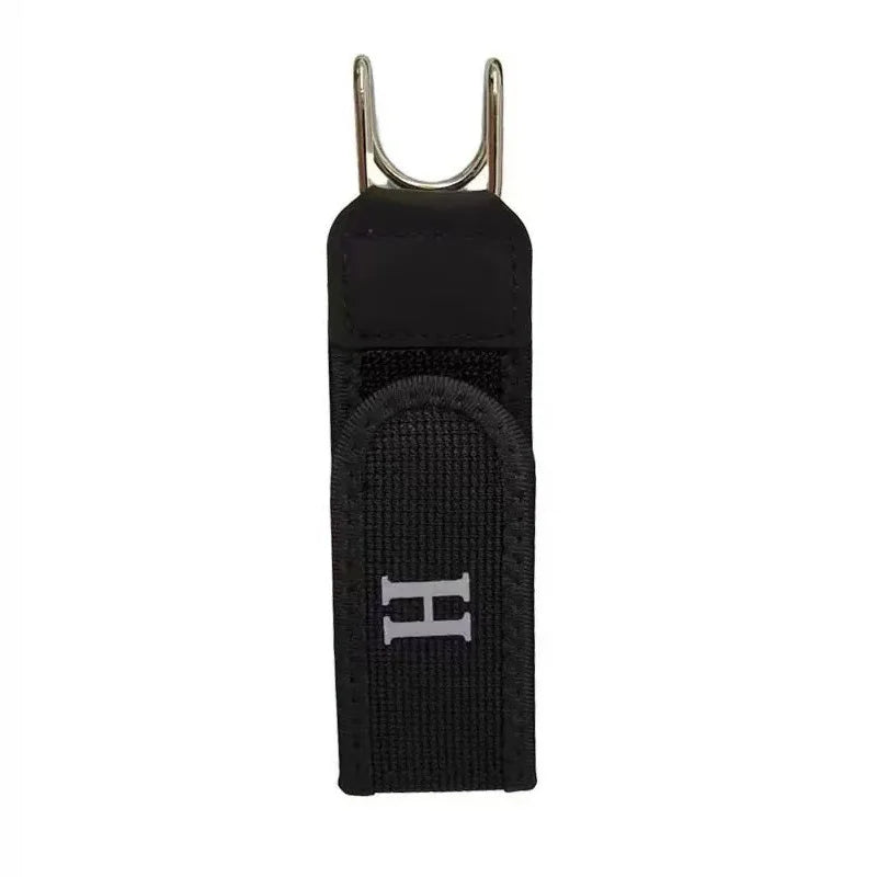 Adjustable Elastic Waistband Buckle with Magic Tape & Metal Hooks - Black H