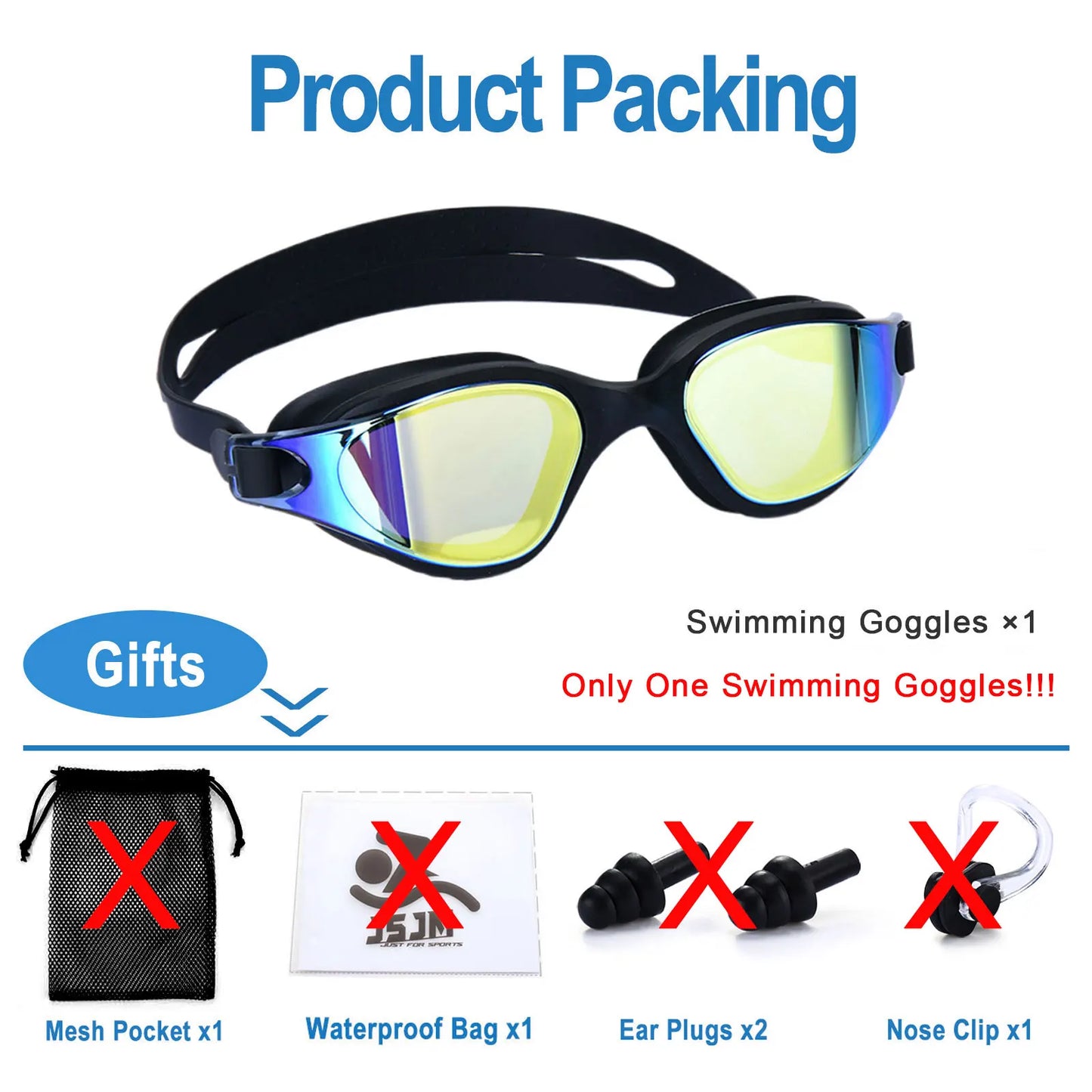 Unisex Adult Swimming Goggles – Anti-Fog Swim Glasses for Men & Women – Adjustable Silicone Waterproof Professional Swim Eyew