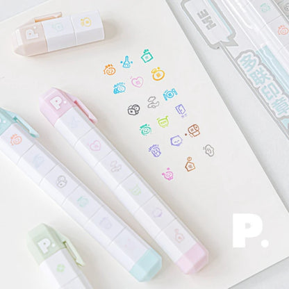 Cute To Do List Journal Stamp Set Pen Shape Detachable Ink Stamps Life Travel Week Heart Planner Diary Decorative Stamp Kid G