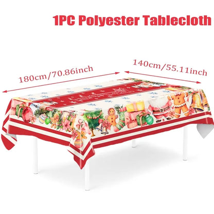 Disposable Christmas Tablecloth Merry Christmas Decors for Home 2024 Table Cover Xmas Ornament Navidad Natal New Year Gift 20