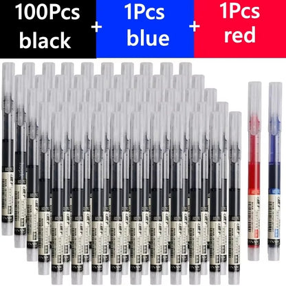 3-102Pcs/set Needle Type Gel Pens Straight Liquid Ballpoint Pen Kawaii Stationery School Office Supplies Writing - 100black 1