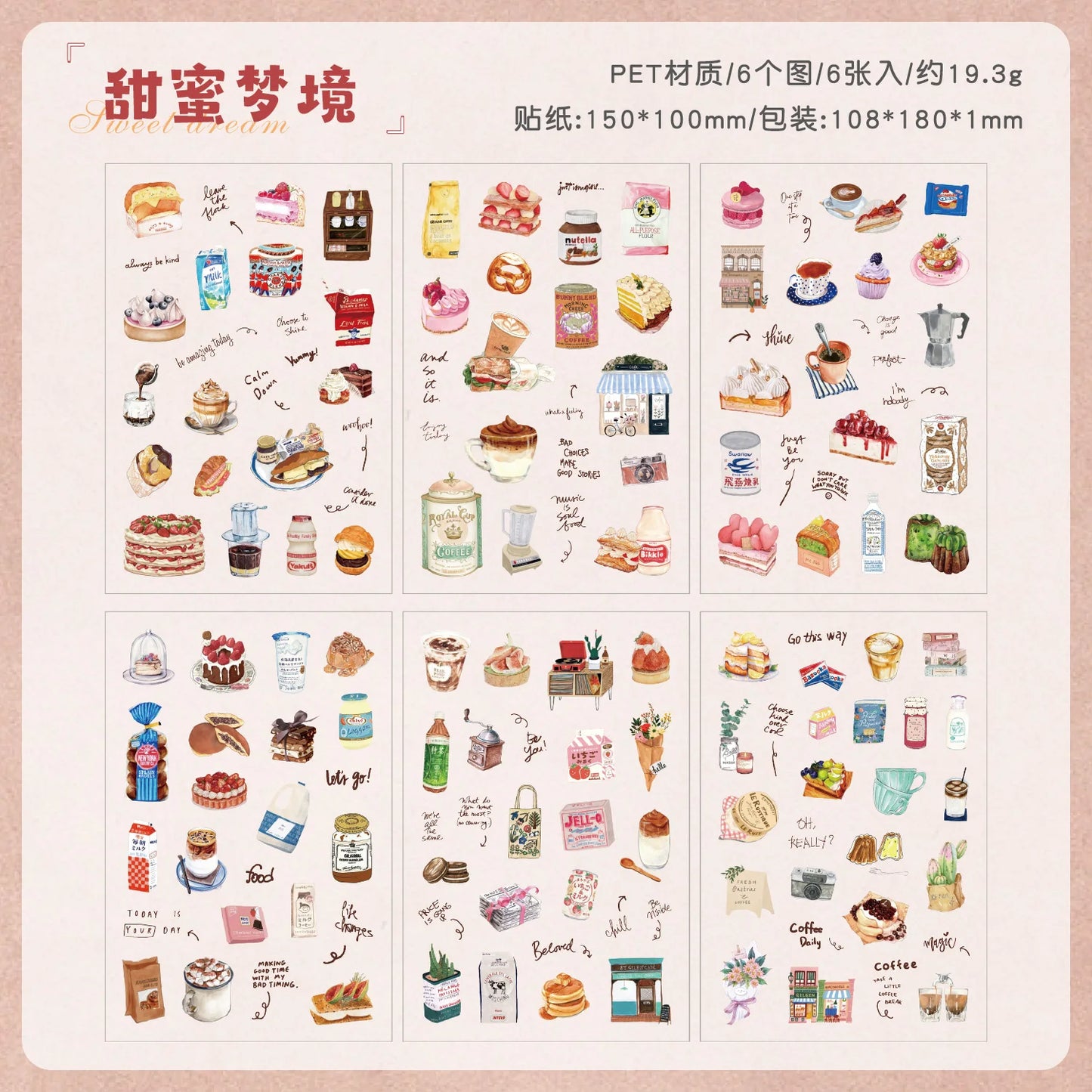 TIANZI 6 sheets Cute Magazine Scrapbooking Stickers Book DIY Junk Journal Material Decoration Album Diary Stationery supplies