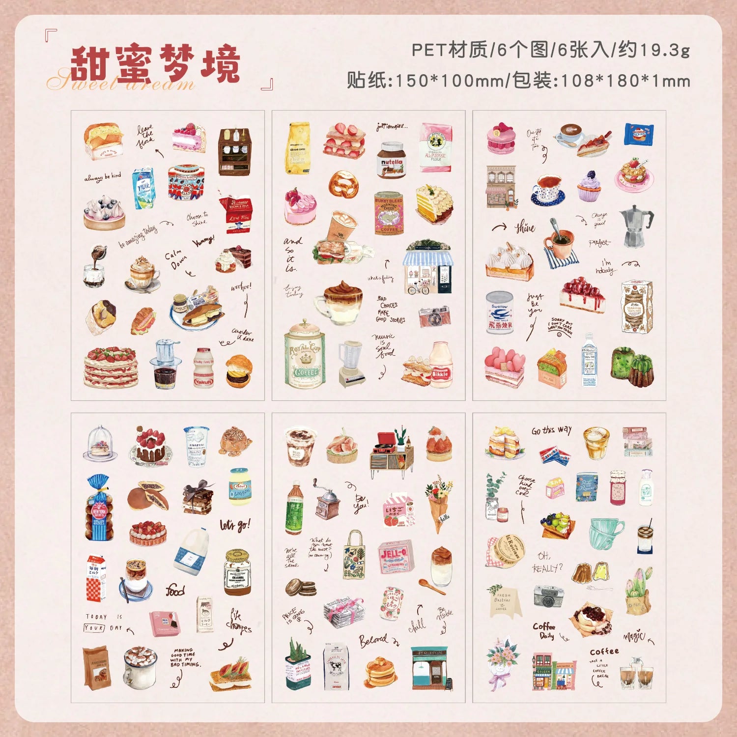 TIANZI 6 sheets Cute Magazine Scrapbooking Stickers Book DIY Junk Journal Material Decoration Album Diary Stationery supplies