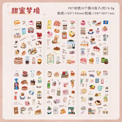TIANZI 6 sheets Cute Magazine Scrapbooking Stickers Book DIY Junk Journal Material Decoration Album Diary Stationery supplies