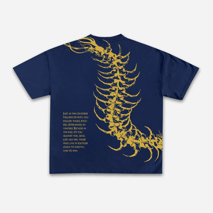 Vintage Dark Centipede Skeletal Graphic Cotton Print T-shirt Men Y2K Summer Short Sleeves Oversize T-shirt Women Casual Tee T