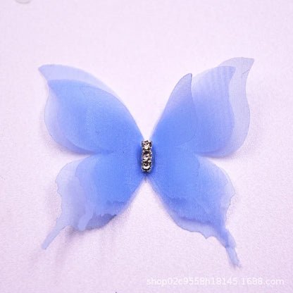 1 pcs 5cm DIY Organza 3D Butterfly Appliques Chiffon Fantasy Translucent Butterflies for Sewing Craft Decoration - Blue
