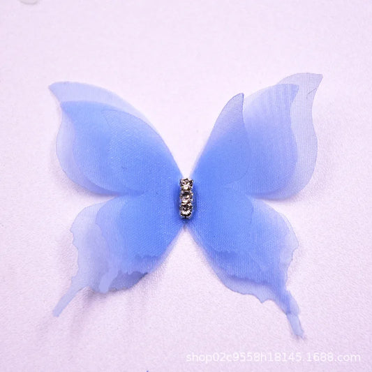 1 pcs 5cm DIY Organza 3D Butterfly Appliques Chiffon Fantasy Translucent Butterflies for Sewing Craft Decoration