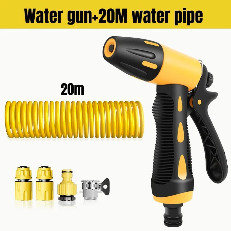 Telescopic Water Pipe with High-pressure Nozzle Car Washing Tool Set Extension Hose Water Hose for Pressure Cleaner - 20m