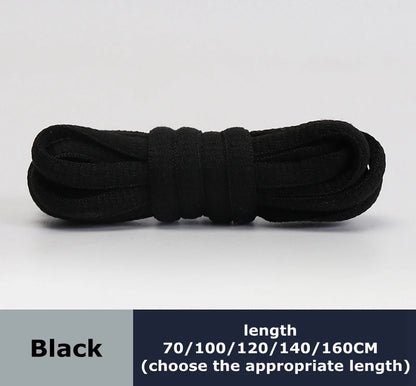 Men's And Women's Sports Shoelaces Color Flat Semicircular Shoelace Suitable For All Shoes Round Laces 23 Colors 1 Pair - bla