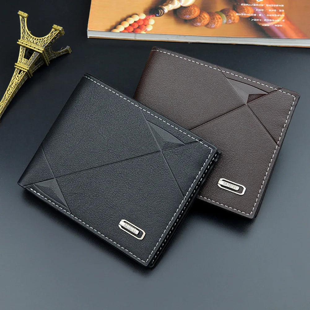 Men Short Bifold Faux Leather Masculina Billetera Credit ID Card Holder Wallet Billfold Purse Clutch Solid Hombre Business Sl