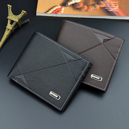 Men Short Bifold Faux Leather Masculina Billetera Credit ID Card Holder Wallet Billfold Purse Clutch Solid Hombre Business Sl