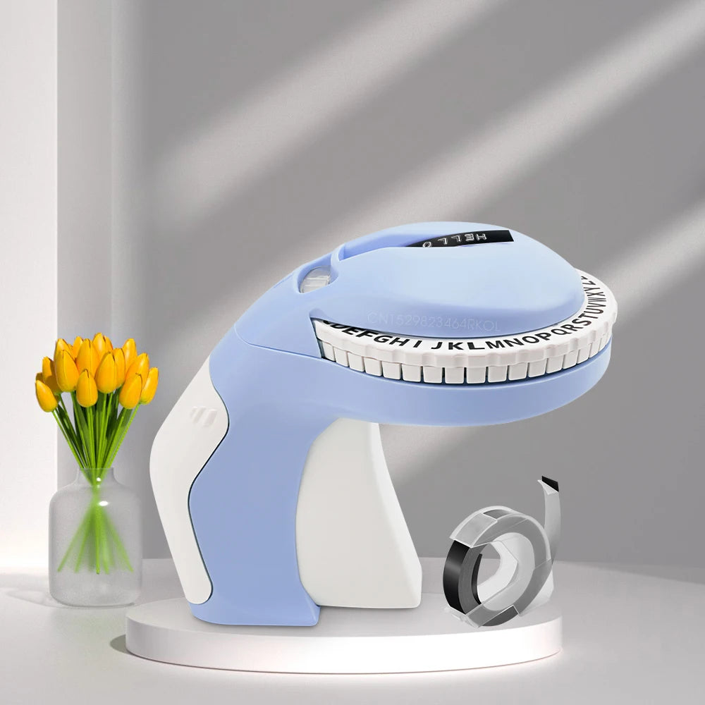 3D Embossing Label Printer B90 Manual Typewriter Handheld 3D Embossing Labeller Similar as Dymo 12965 Label Maker or 5PK Labe