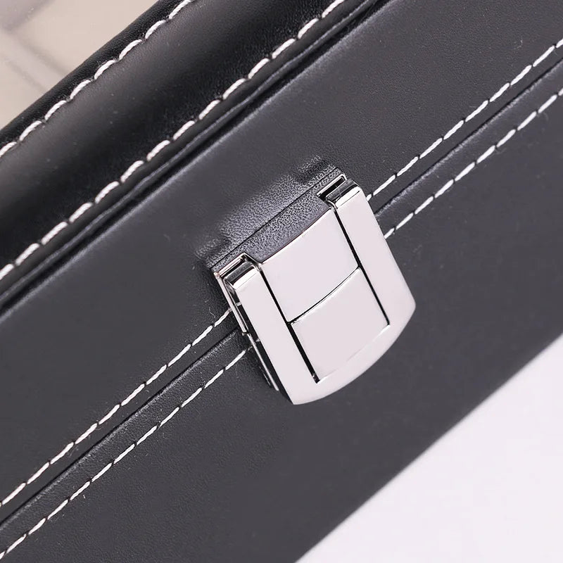 PU Leather Display Storage Collection Organizer Watch Box Case With Glass Top Slot Men Watch Bracket Display Box Gifts