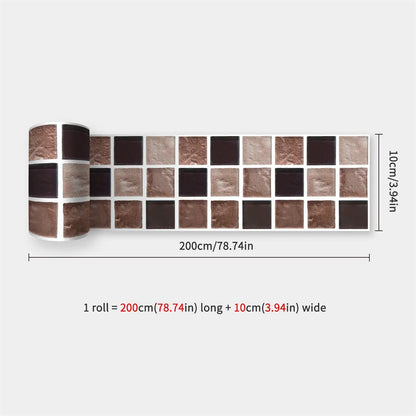 Mosaic Bathroom Waist Line Wall Stickers Waterproof Peel & Stick Art Backsplash Kitchen Office Skirting Line Decor Wallpaper 