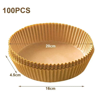 1/100PCS Air Fryer Disposable Paper Square Round Baking Paper Barbecue Plate NonStick Mat Kitchen Oven Oil Absorbing Paper To