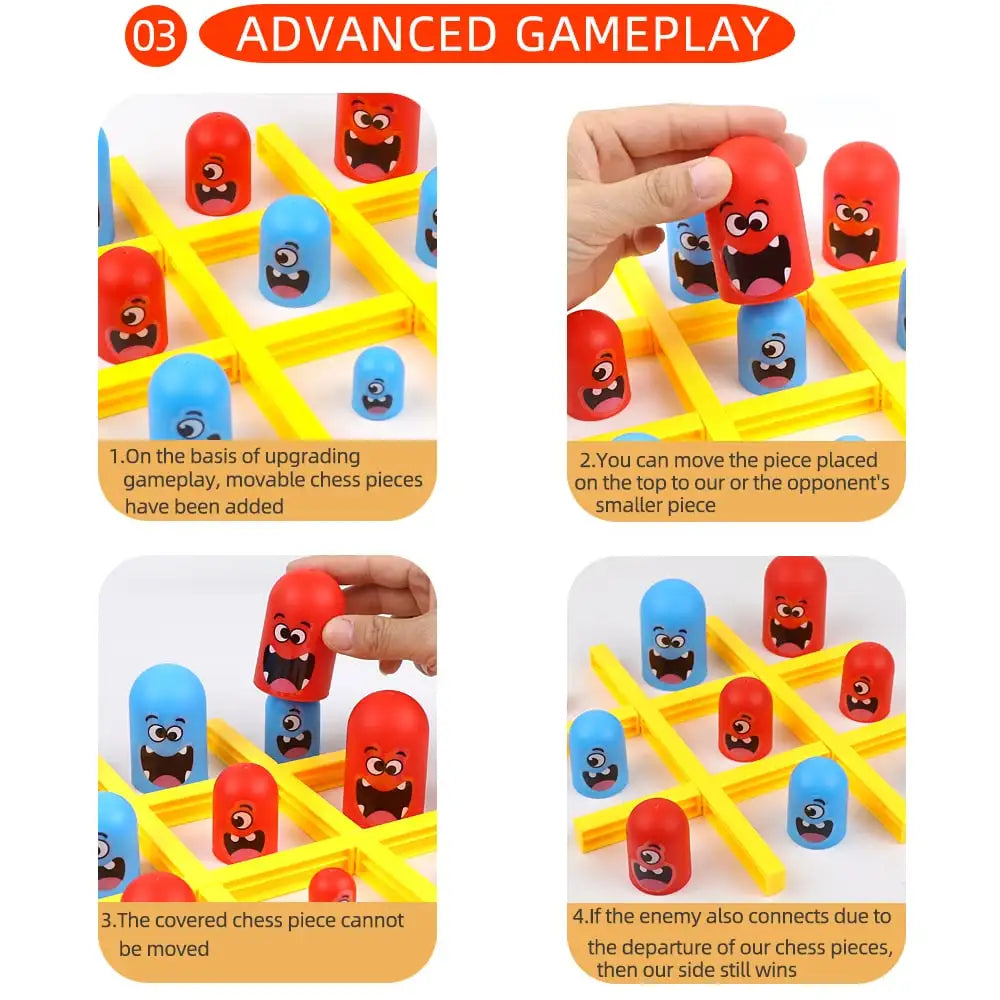 Funny Table Board Games Tic Tac Toe Intellectual Big Eating Small Chess Interactive Multiplayer Party Games Toys for Kids Adu