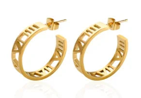 Shiny Zircon Hoop Earrings for Women Trendy Golden Stainless Steel Circle Earring Jewelry Pendientes - D12 Gold