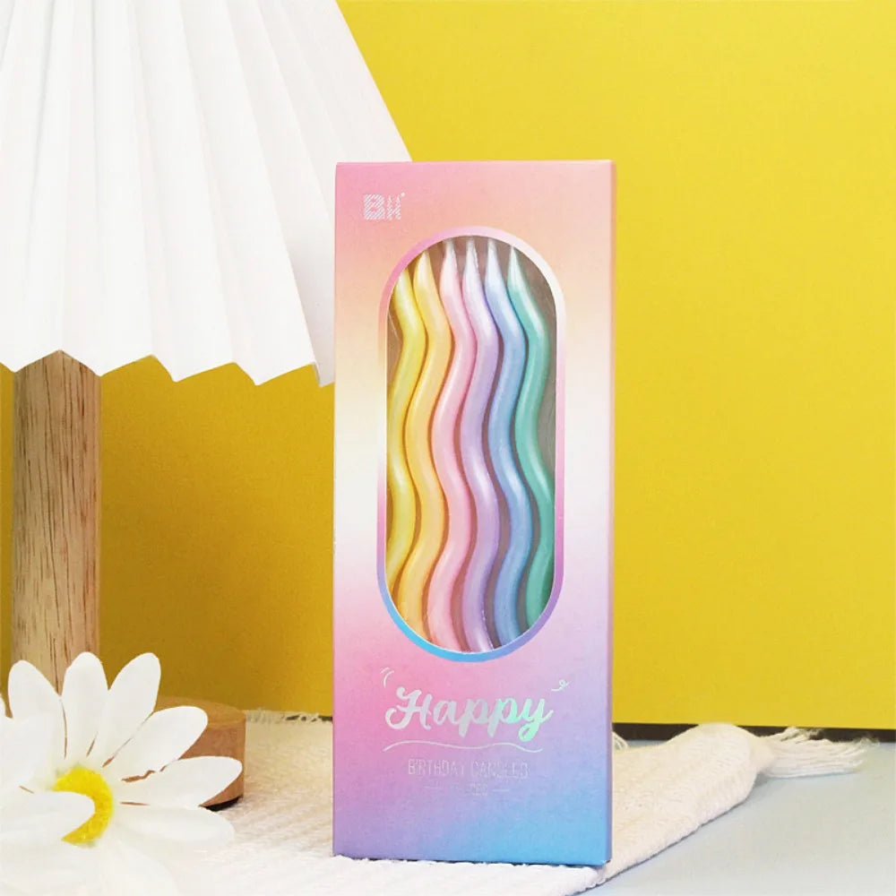 12/48pcs/1case Birthday Candles Spiral Cake Candles Long Thin Cake Candles For Wedding Party And Cake Decoration