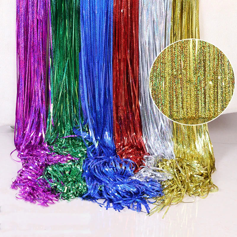 2/3M Party Background Wedding Decoration Foil Fringe Curtain Sequin Bachelorette Photo Backdrop Wall Curtain Birthday BabySho
