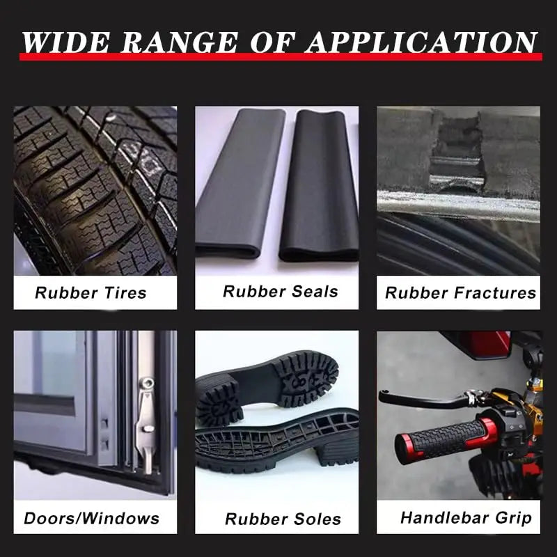 480 Black Rubber Glue Super Strong Adhesive for 10 Seconds, Used for Tire Repair, Black Object Repair and 'Black Integration'