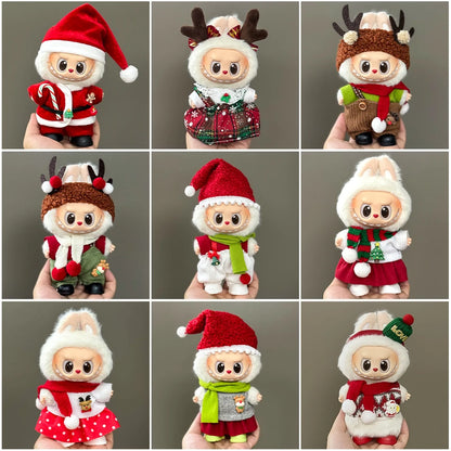 17cm Cute Mini Plush Doll'S Clothes Outfit Accessories For Korea Kpop Exo Labubu Idol Dolls Christmas Knitted Sweater Kid Gif