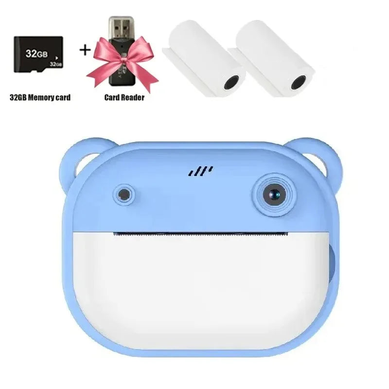 Children Digital Camera Instant Print for Kids Thermal Print Camera Instant Photo Printing Camera Video Toys+32G Memory Card 