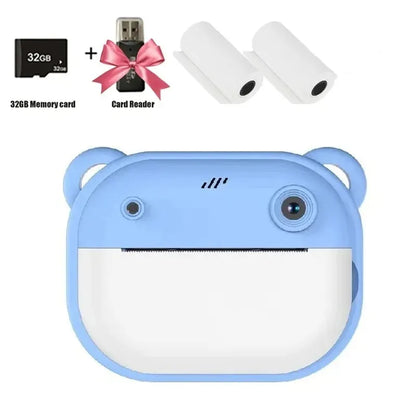 Children Digital Camera Instant Print for Kids Thermal Print Camera Instant Photo Printing Camera Video Toys+32G Memory Card 