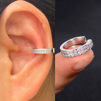 1Piece Zircon Charming Clip On Earrings Ear Cuff Without Piercing Women Geometric C Shape Earscreen Earcuffs Wrap Climb Earri