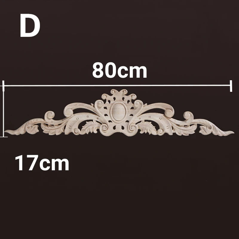Wood Appliques and Onlays Natural Furniture Wall Door Woodcarving Decorative Long Flower Wooden Figurines Crafts Corner Frame