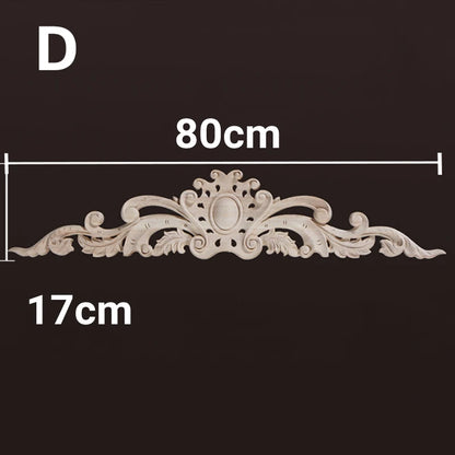 Wood Appliques and Onlays Natural Furniture Wall Door Woodcarving Decorative Long Flower Wooden Figurines Crafts Corner Frame
