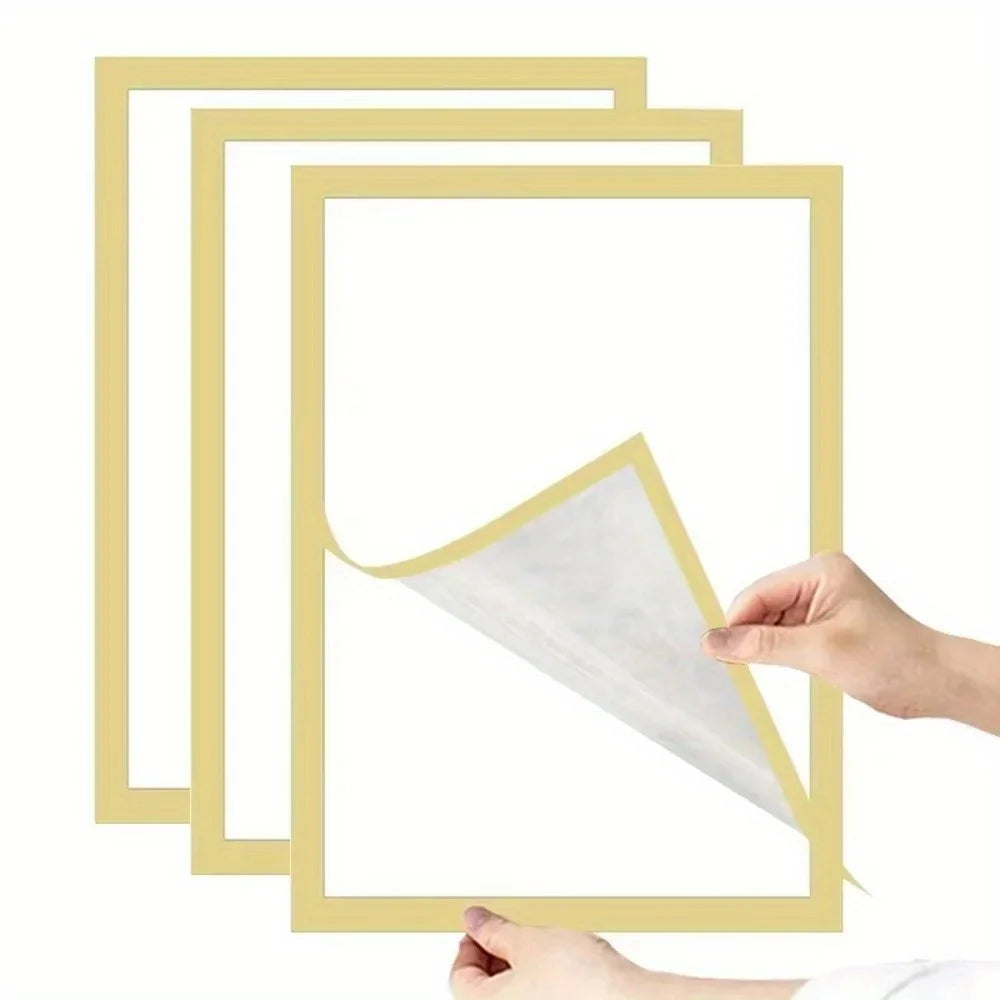 3pcs Magnetic Wall Frame, Self-Adhesive & Removable for Photos Notes, Black White Matte Minimalist Home Office Decor