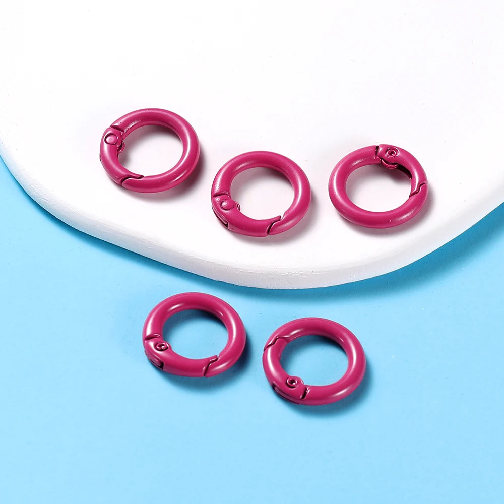 5Pcs/Lot 21 Colors Metal O Ring Spring Clasp Openable Round Carabiner Keychain Clips Hook Dog Chain DIY Jewelry Buckle Connec