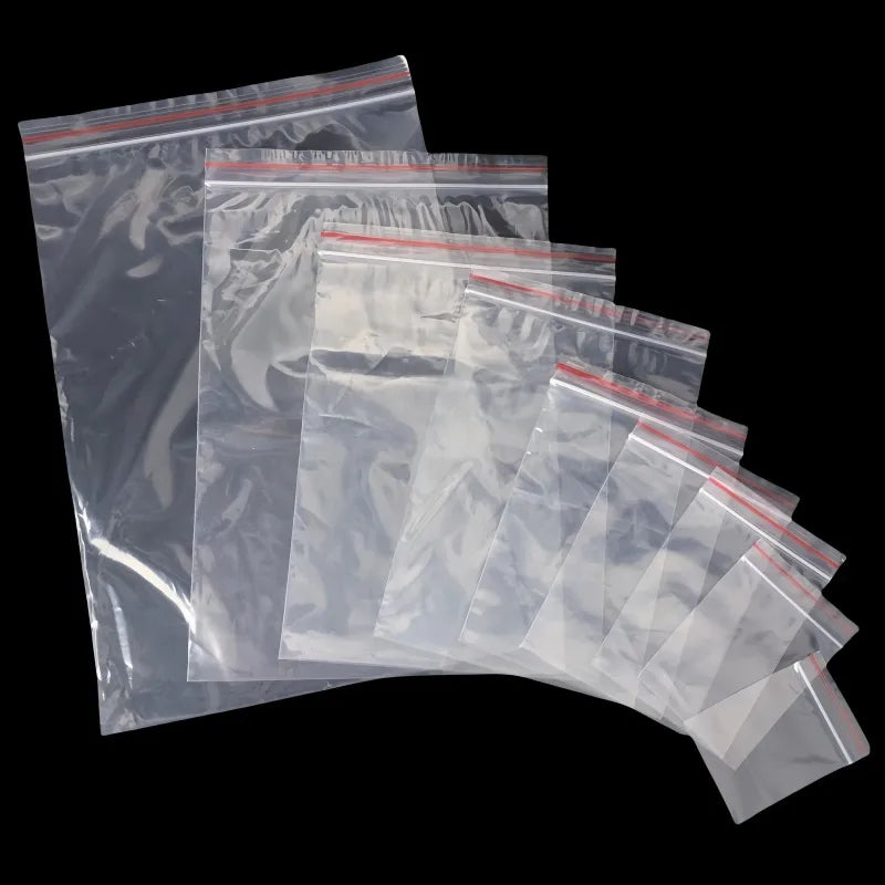 500/100pcs Self Sealed Bags Plastic Storage Bag for Jewelry Food Pills Transparent Zipper Storage Bag Package Pouches