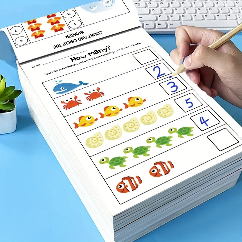 Interactive Math Workbook - Counting, Addition, and Subtraction Within 10, Number Relationships Activities - Visual Learning 
