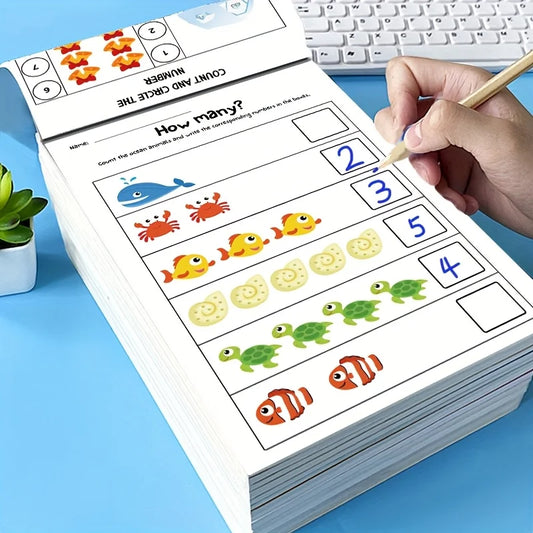 Interactive Math Workbook - Counting, Addition, and Subtraction Within 10, Number Relationships Activities - Visual Learning 