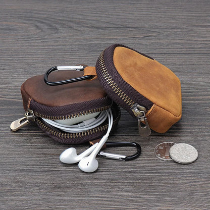 WERLLANDS PU Leather Carabiner Multi-Color Retro Mini Coin Purse Keychain Wallet