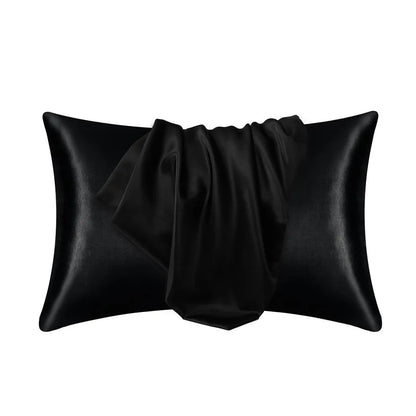 100% Silk Pillowcase Pillow Cover Silky Satin Hair Beauty Pillowcase Comfortable Pillow Case Home Decor Pillow Covers. - blac